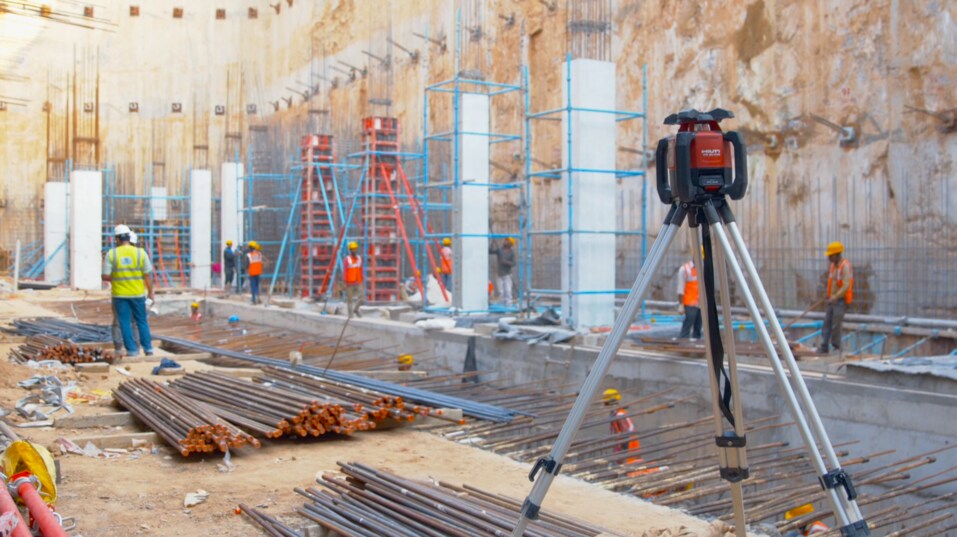 Hilti PR 30 being used at a jobsite for leveling application.