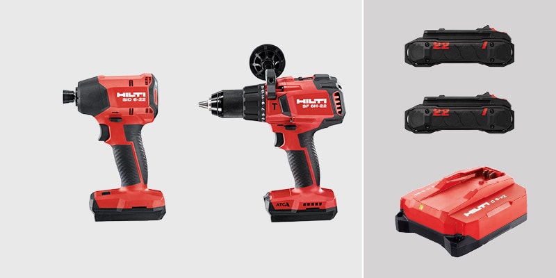 Hilti power tool bundle on display