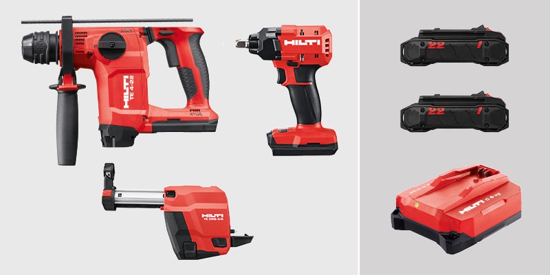 Hilti power tool bundle on display