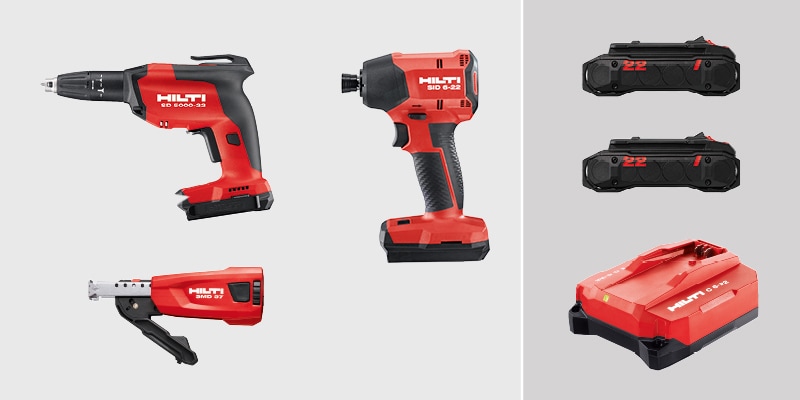 Hilti power tool bundle on display