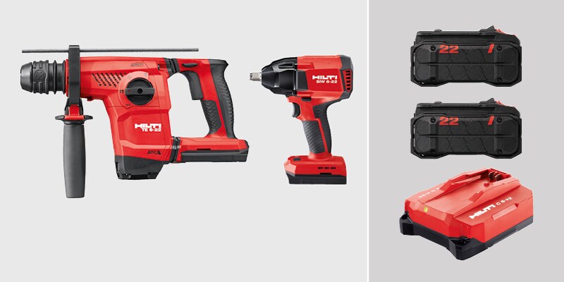 Hilti power tool bundle on display