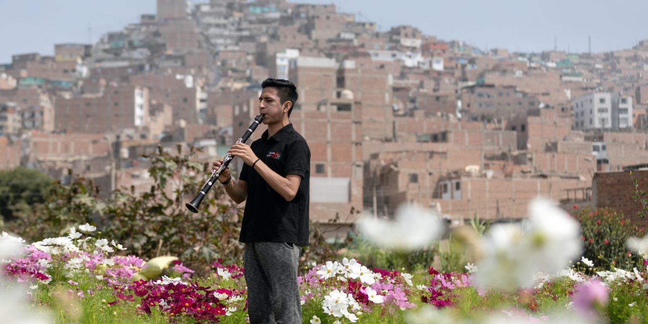 Athzel Pino (17) beneficiary of the Youth Orchestra "Sinfonia por el Peru" plays the clarinet in Lima, Peru