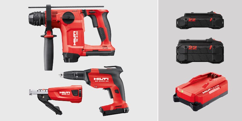 Hilti power tool bundle on display