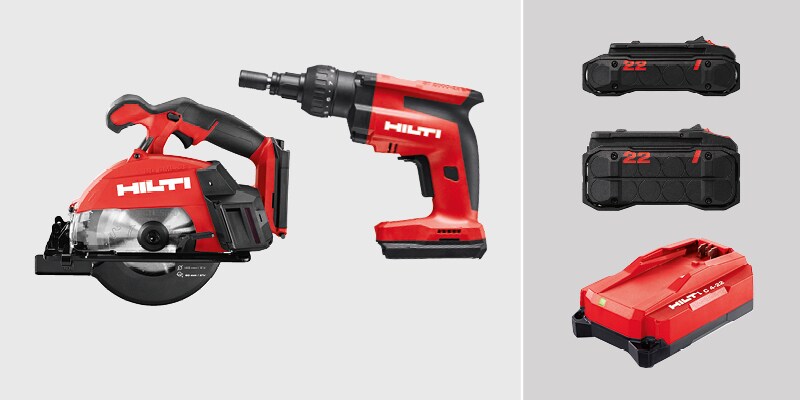 Hilti power tool bundle on display