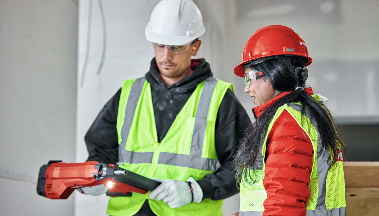 Hilti account manager explaining about direct fastening tools