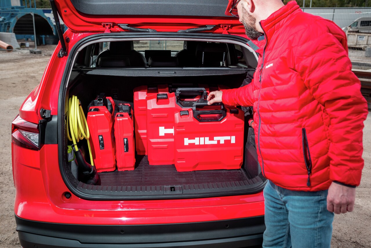 hilti account manager arriving at a jobsite