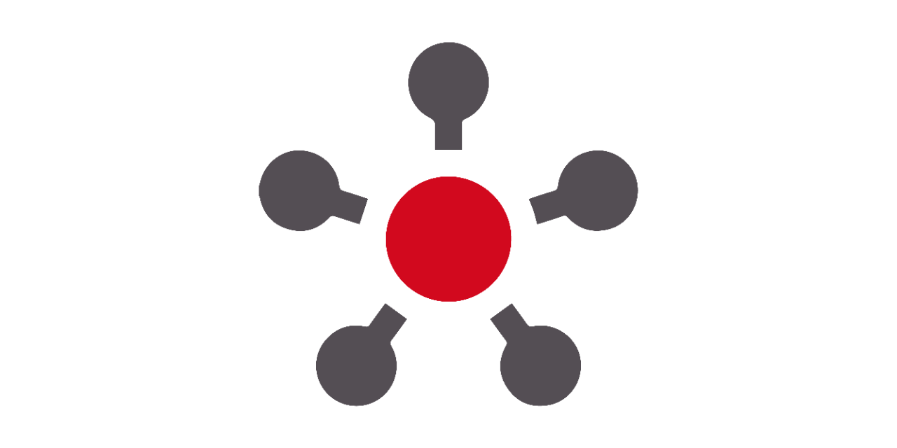 Illustration d'un rond rouge entouré de ronds gris