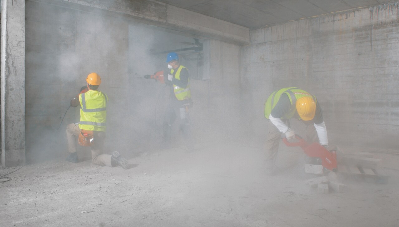 Nuage de poussière sur un chantier