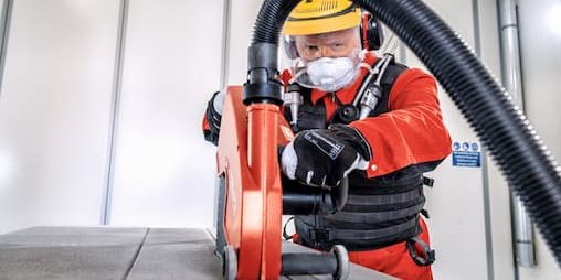 Rainureuse reliée à un aspirateur