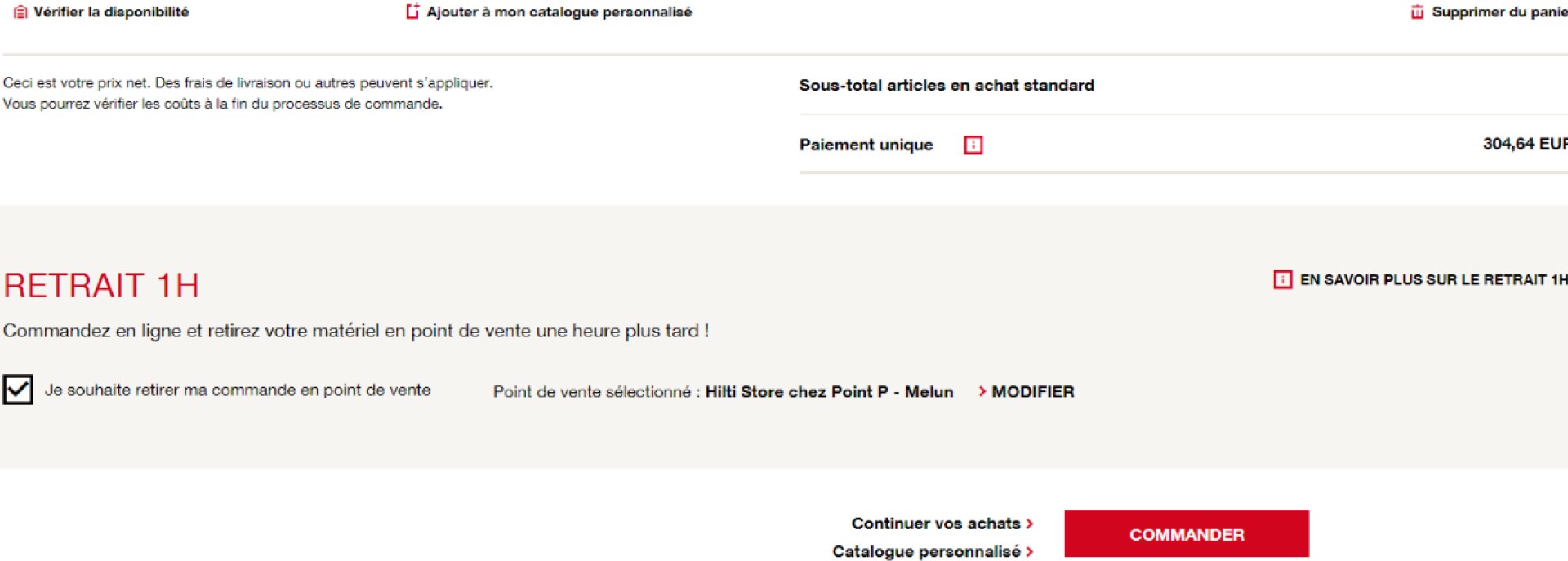 Commande Hilti click & collect