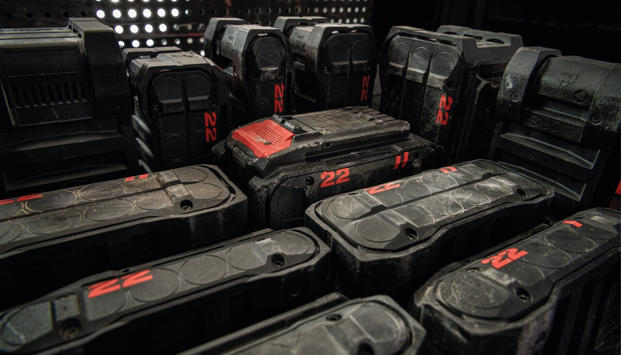 Verzamelde gebruikte Hilti Nuron batterijen