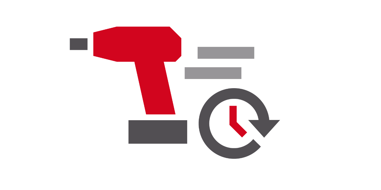 pictogram van een schroevendraaier en een klok