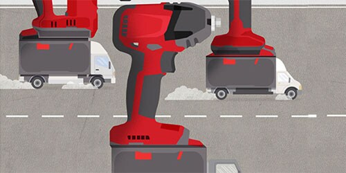 illustratie van een schroefmachine op een vrachtwagen