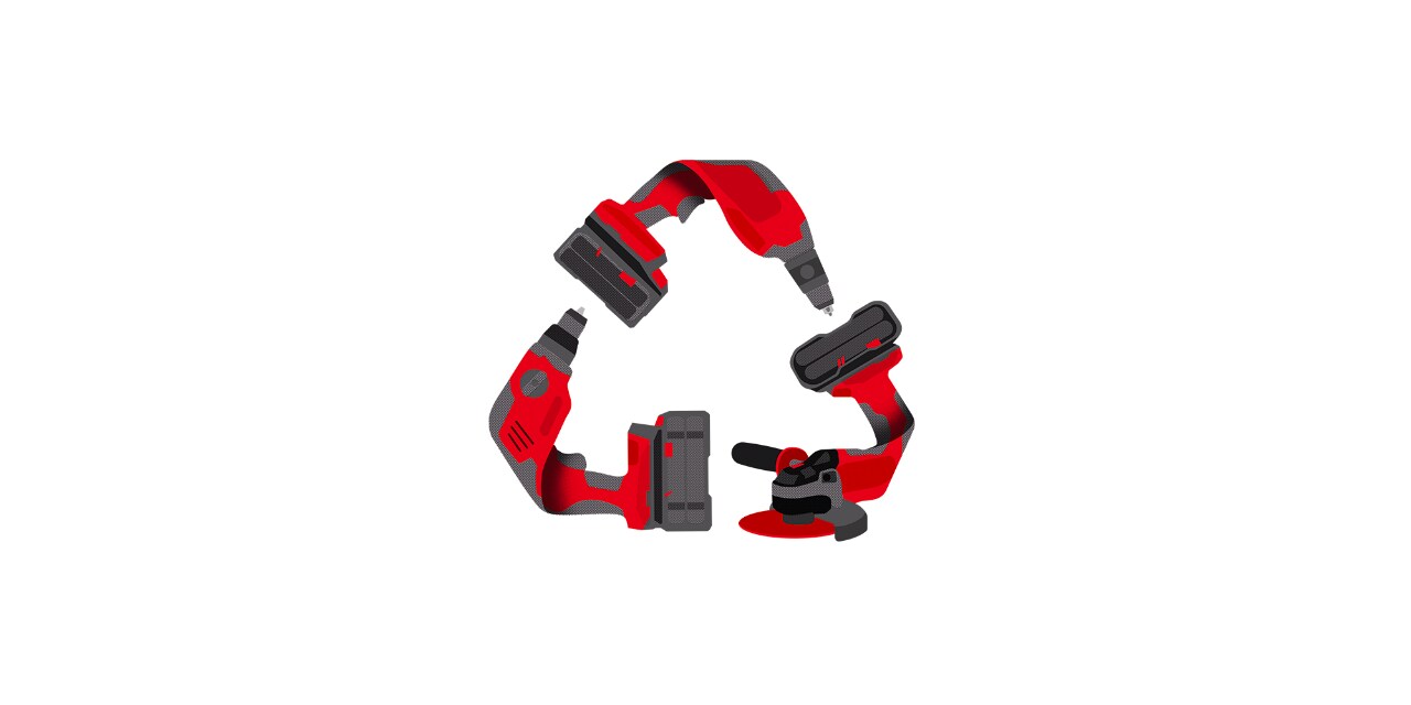 Ilustración reciclaje herramientas eléctricas hilti
