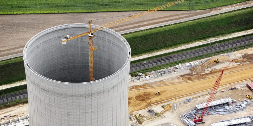 Construction of a nuclear cooling tower --- Image by © George Hammerstein /Corbis