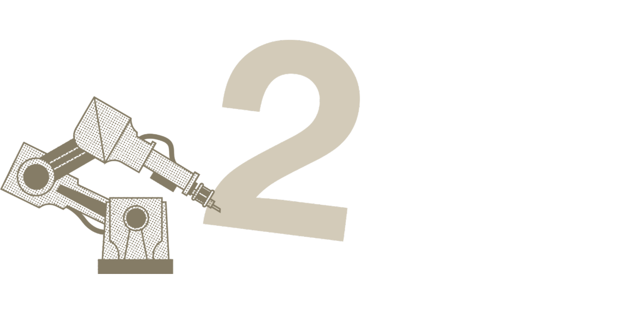 icône d’un robot tenant le chiffre 2