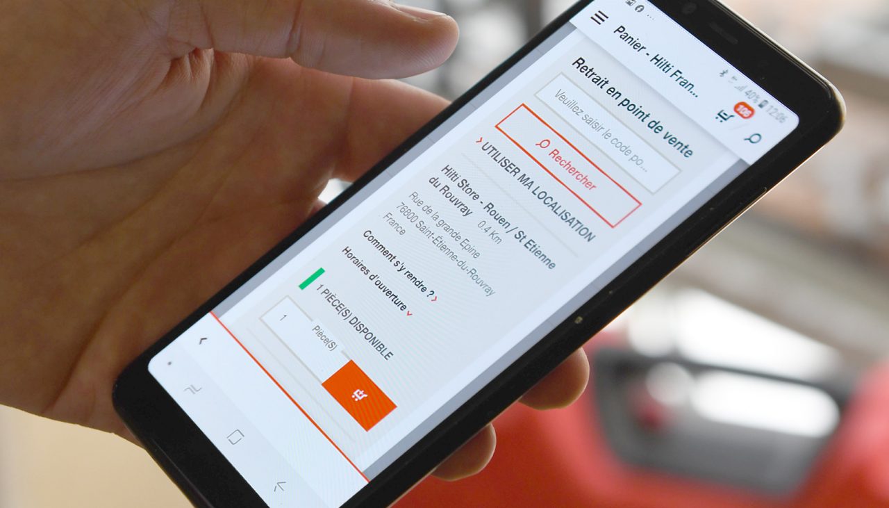click & collect Hilti sur smartphone