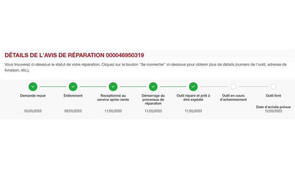 Etape du processus de réparation chez Hilti