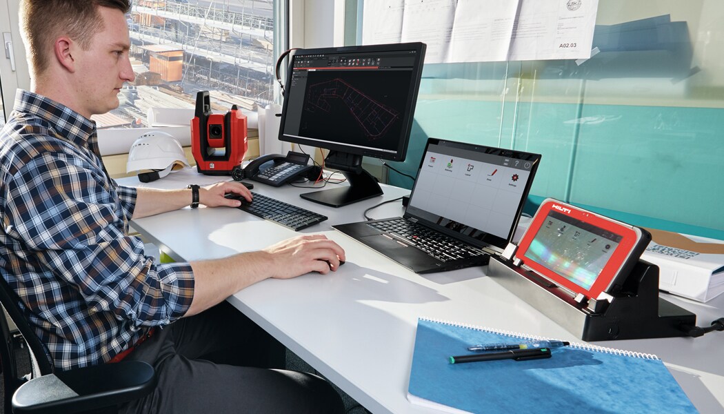 Preparazione dei dati per il POS 180 con i Profis Layout Office, Desktop: Profis Layout Office 1 Tablet: schermata principale