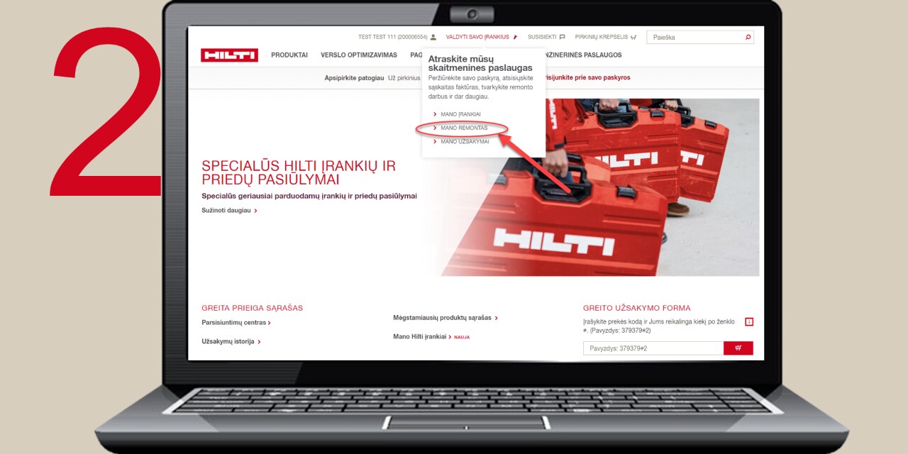 Hilti įrankių serviso svetainės schema