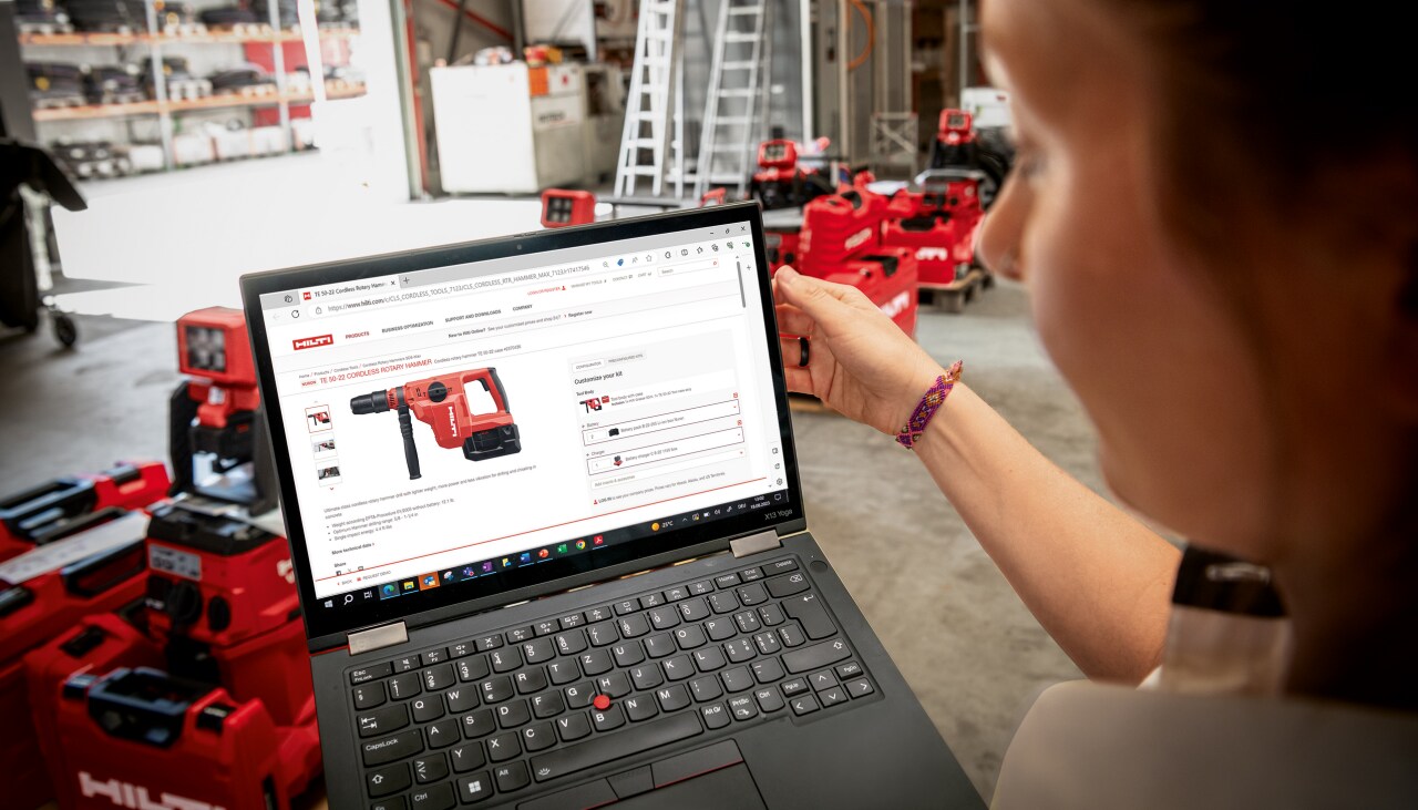 Hilti įrankių parko valdymo e. parduotuvės vaizdas