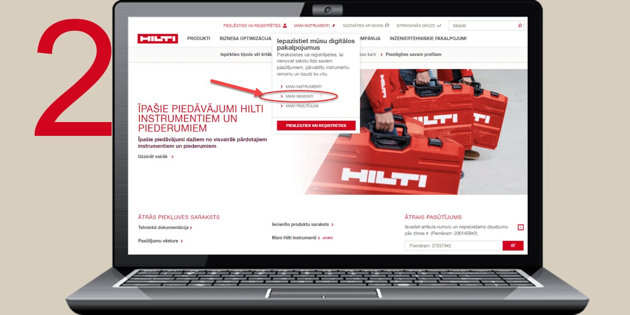 Ikona, kas simbolizē remonta pieteikumu Hilti mājaslapā