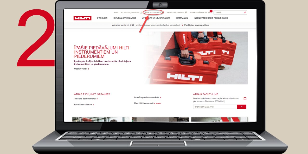 Hilti mājaslapas panelis, kurā redzami remontu un nomas dati, lai uzlabotu pārvaldību