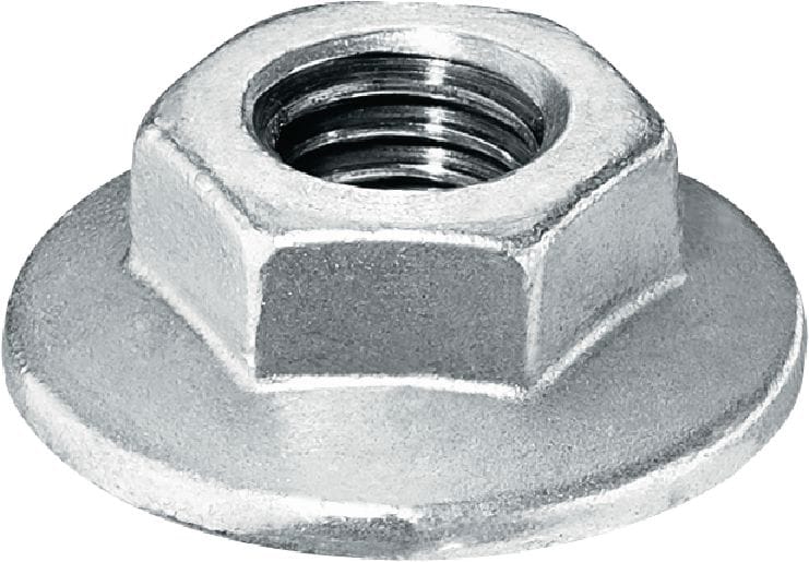 Wide Flange nut M8 Coated steel wide flange nut for fastening MEP installations to steel using S-BT or X-BT studs