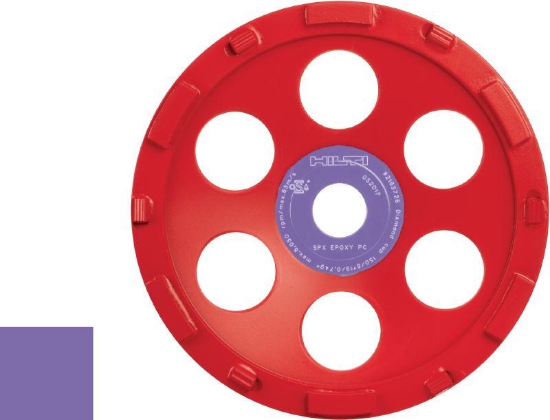 SPX Epoxy Diamond Cup Wheel (For DG/DGH 150) Ultimate diamond cup wheel for the DG/DGH 150 diamond grinder – for removing thick coatings such as epoxy