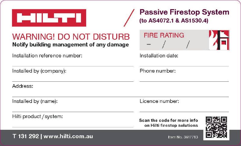 Firestop Label 