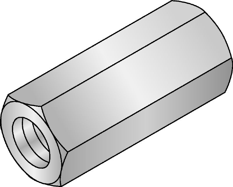 Hex coupling nut Galvanised hexagonal coupling nut for extending threaded rods